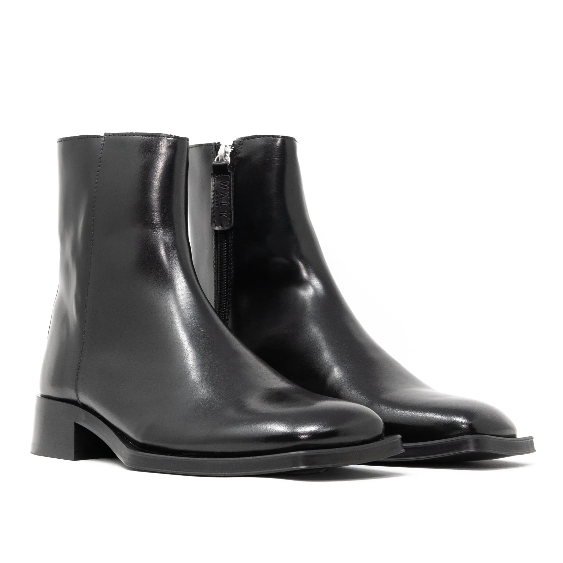 Walk London Abbey Zip Up Cuban Heel Boot Black Shop