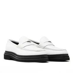 Walk London Brooklyn Penny Loafer White Leather Outlet