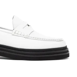 Walk London Brooklyn Penny Loafer White Leather Outlet
