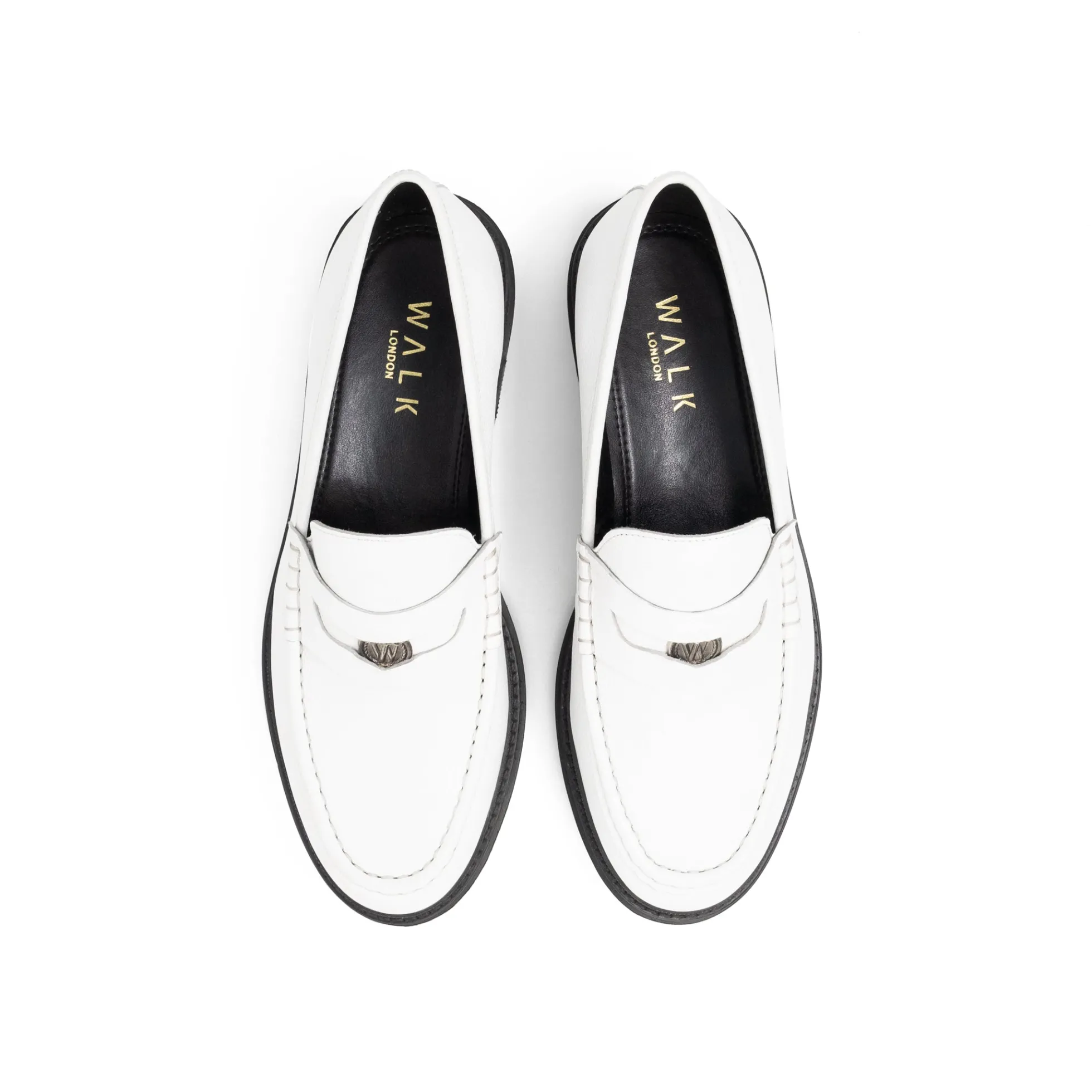 Walk London Brooklyn Penny Loafer White Leather Outlet