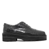 Walk London Cali Embossed Oxford Toe Cap Shoe Black New