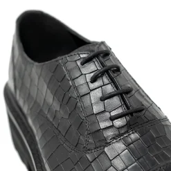 Walk London Cali Embossed Oxford Toe Cap Shoe Black New