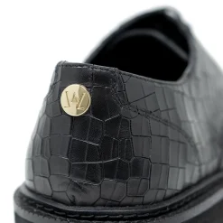 Walk London Cali Embossed Oxford Toe Cap Shoe Black New
