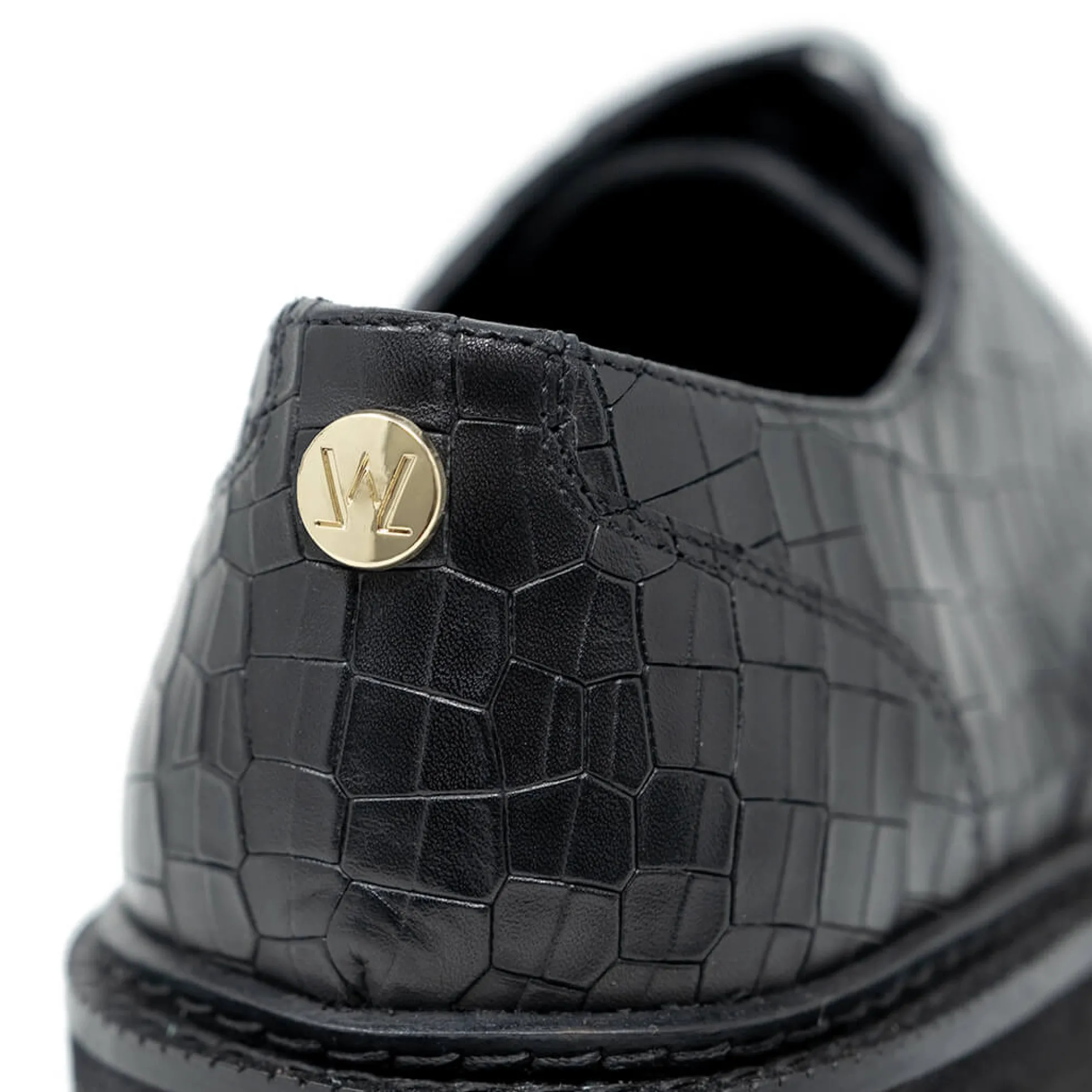 Walk London Cali Embossed Oxford Toe Cap Shoe Black New