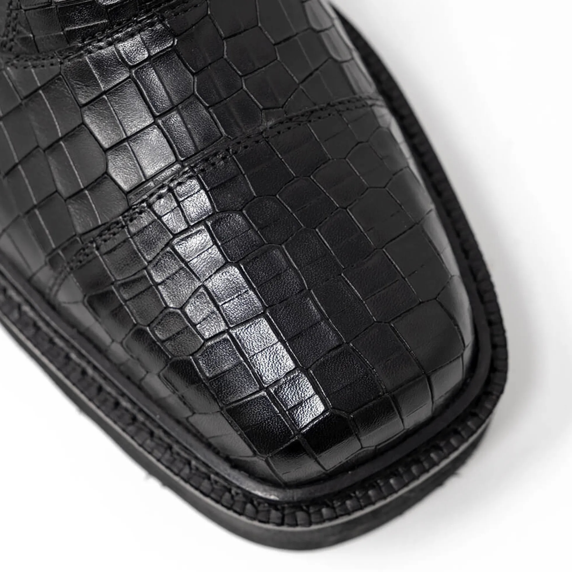Walk London Cali Embossed Oxford Toe Cap Shoe Black New