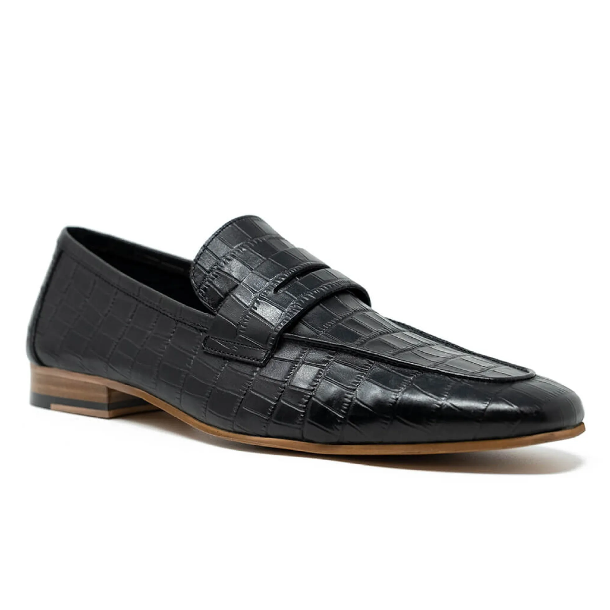 Walk London Capri Embossed Saddle Loafer Black Outlet