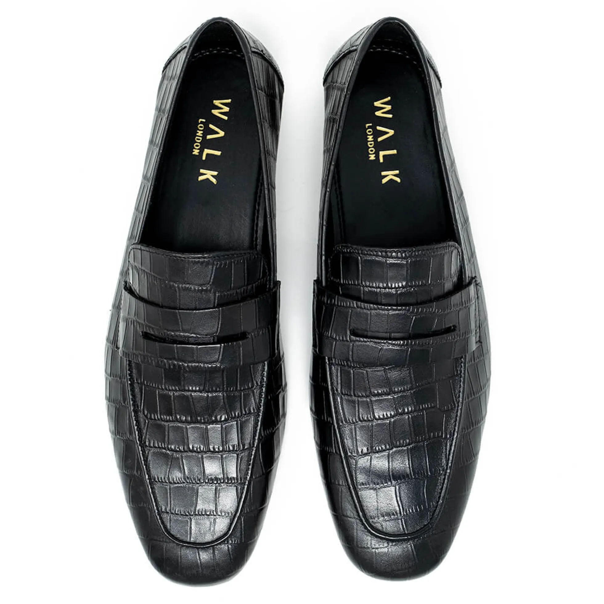 Walk London Capri Embossed Saddle Loafer Black Outlet
