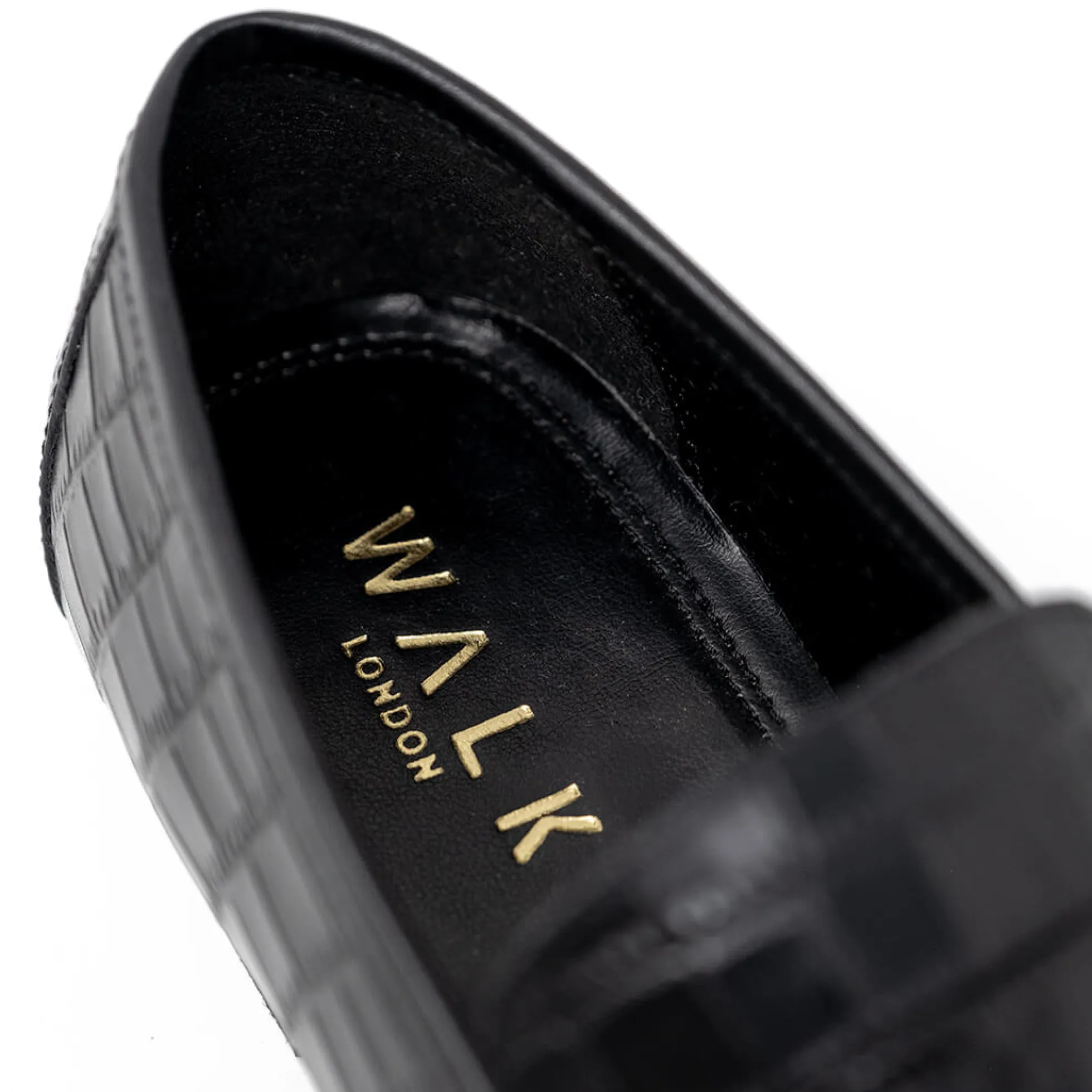 Walk London Capri Embossed Saddle Loafer Black Best Sale