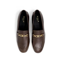 Walk London Como Trim Loafer Brown Leather Discount