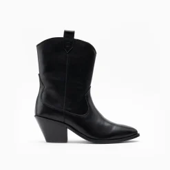 Walk London Cora Western Boot Black Leather New