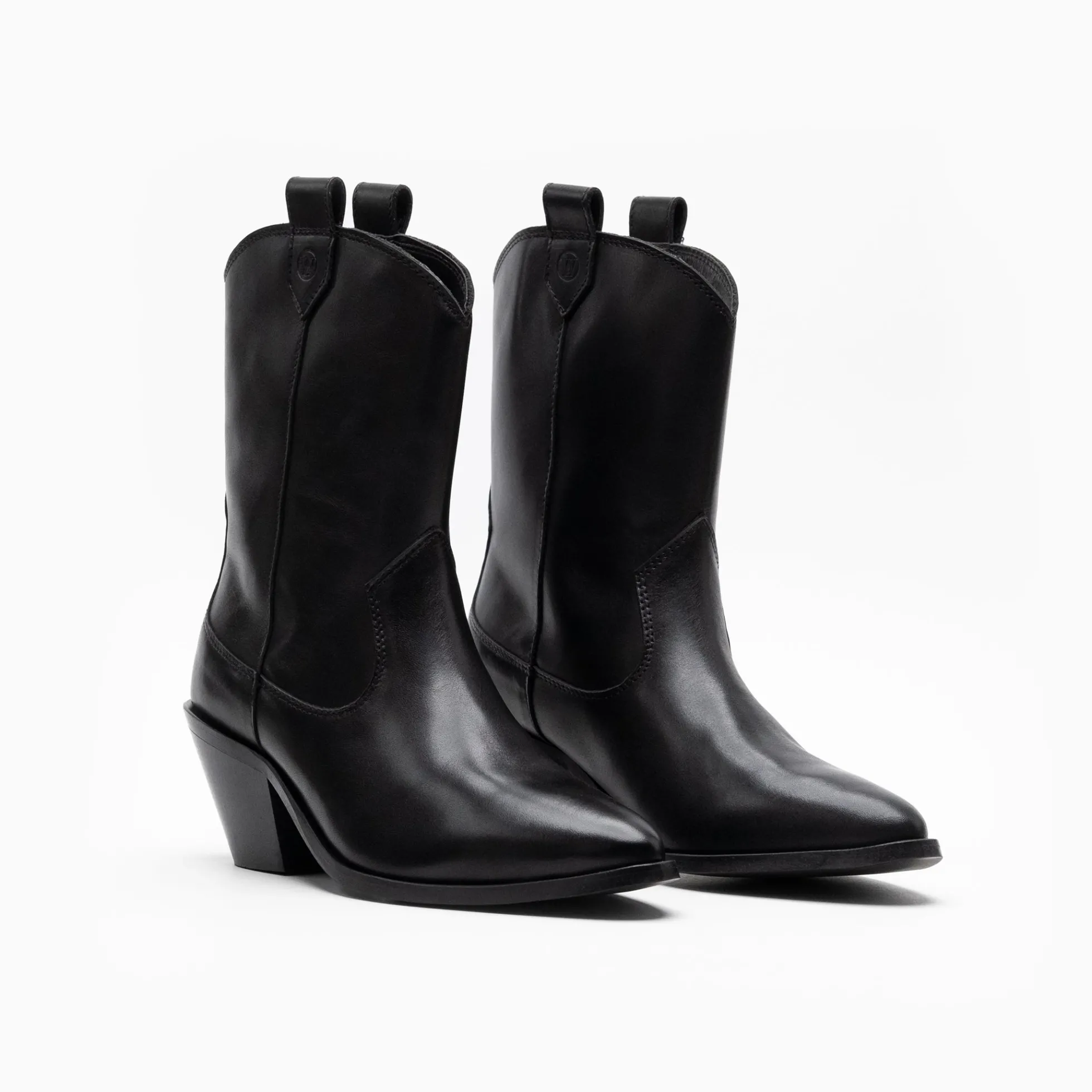 Walk London Cora Western Boot Black Leather New