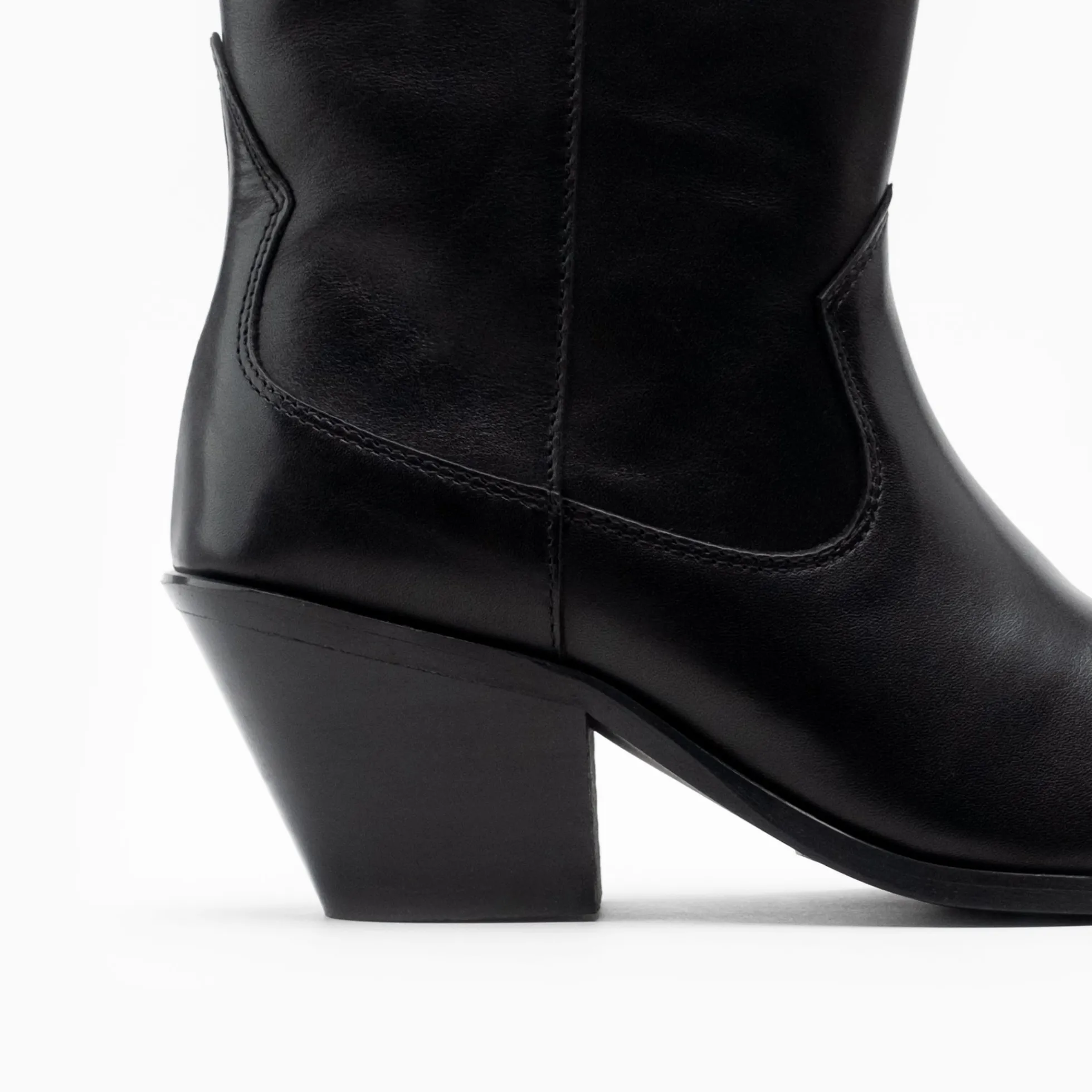 Walk London Cora Western Boot Black Leather New