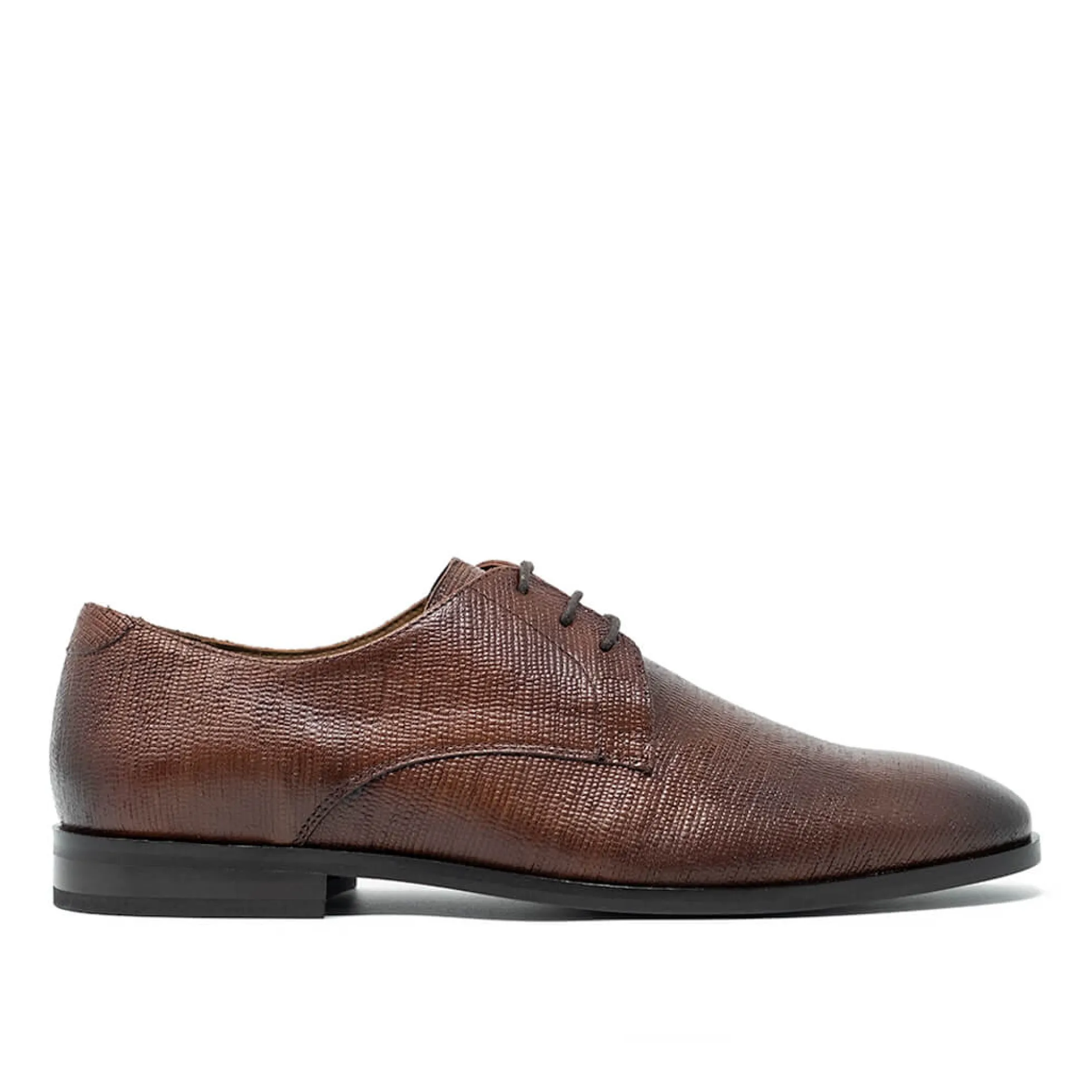 Walk London Florence Embossed Derby Shoe Brown Clearance