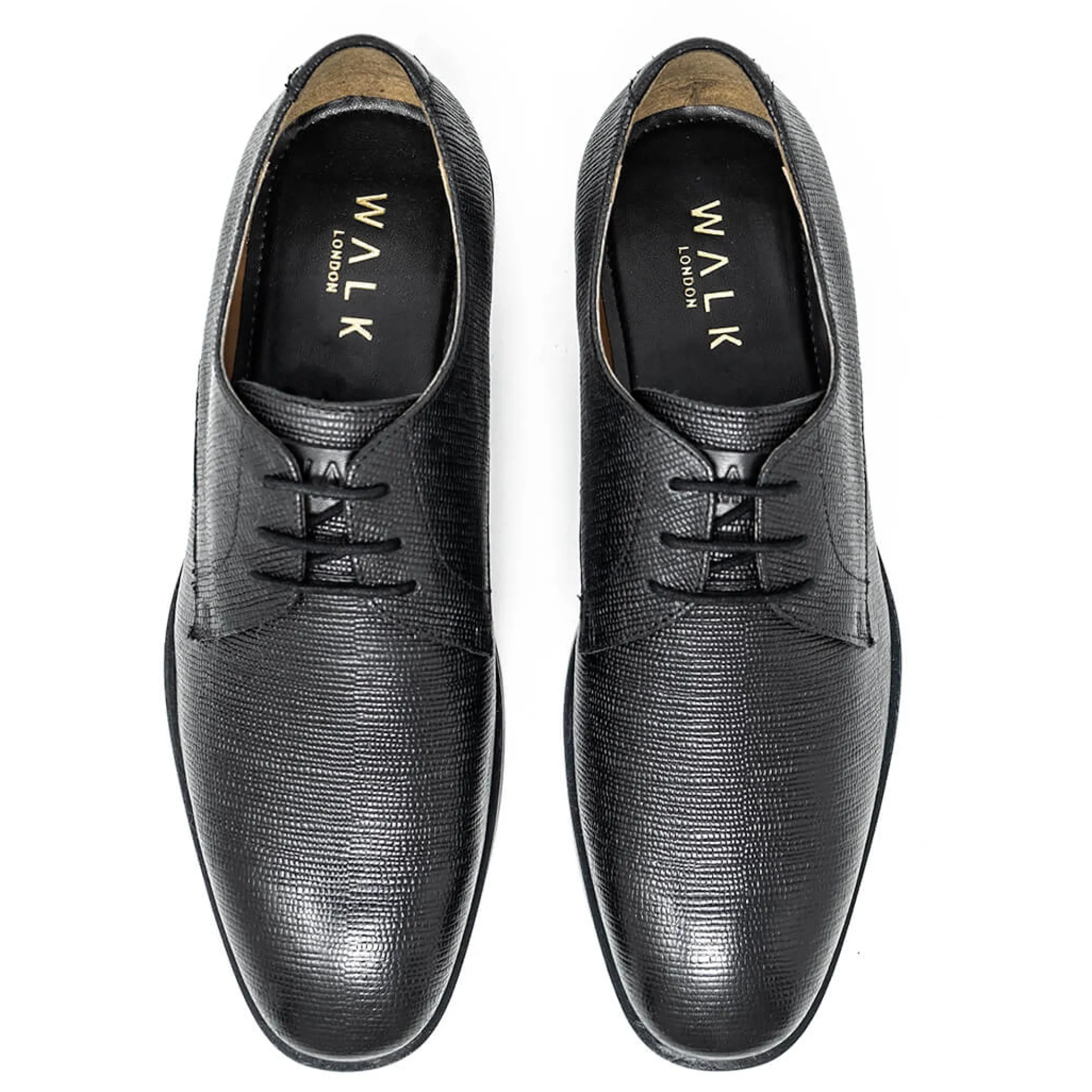 Walk London Florence Embossed Derby Shoe Black Clearance