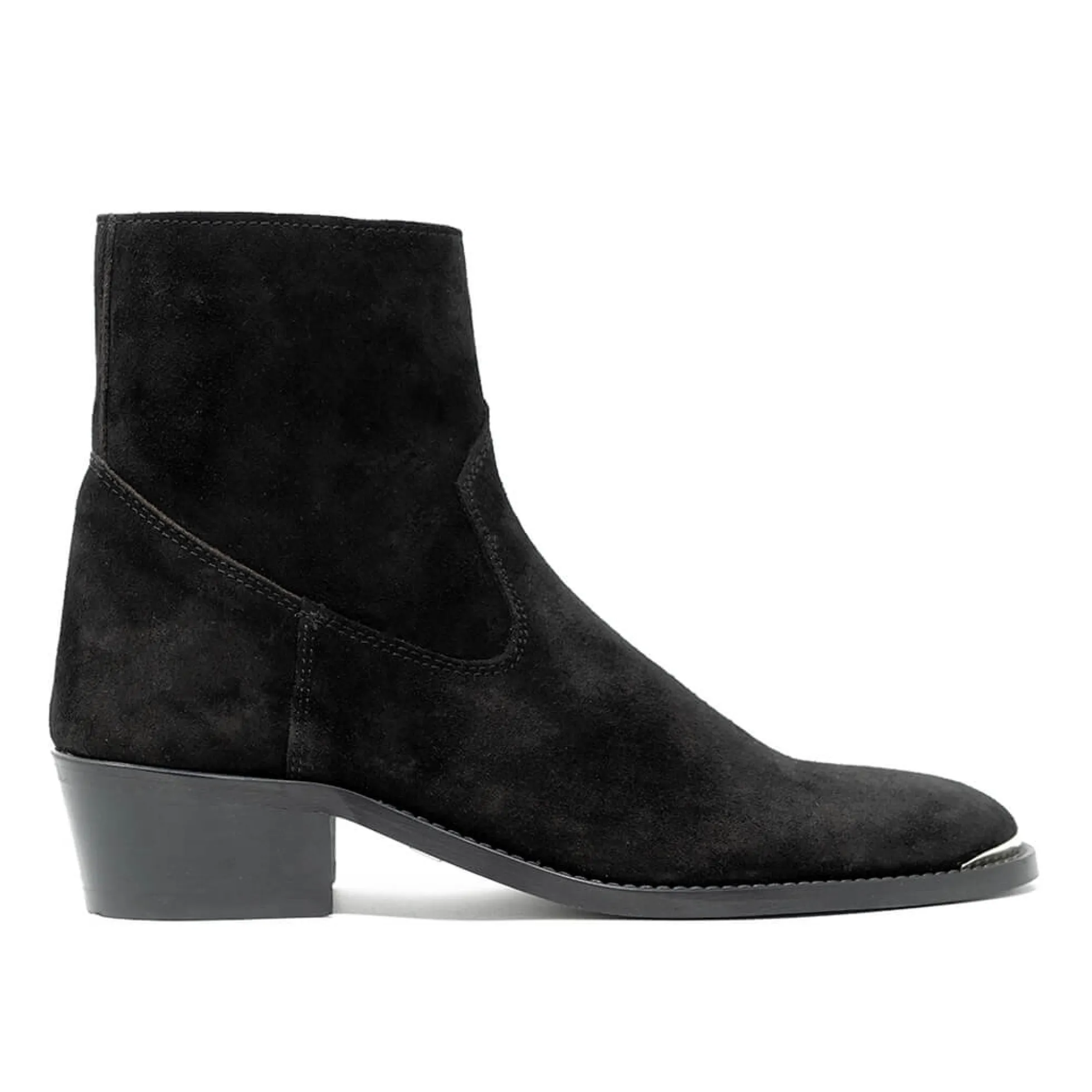 Walk London Hoxton Hex Cuban Heel Zip Up Boot Black Suede Best Sale
