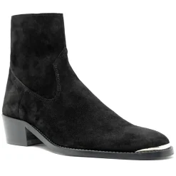 Walk London Hoxton Hex Cuban Heel Zip Up Boot Black Suede Best Sale