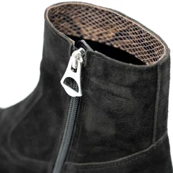Walk London Hoxton Hex Cuban Heel Zip Up Boot Black Suede Best Sale