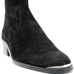 Walk London Hoxton Hex Cuban Heel Zip Up Boot Black Suede Best Sale