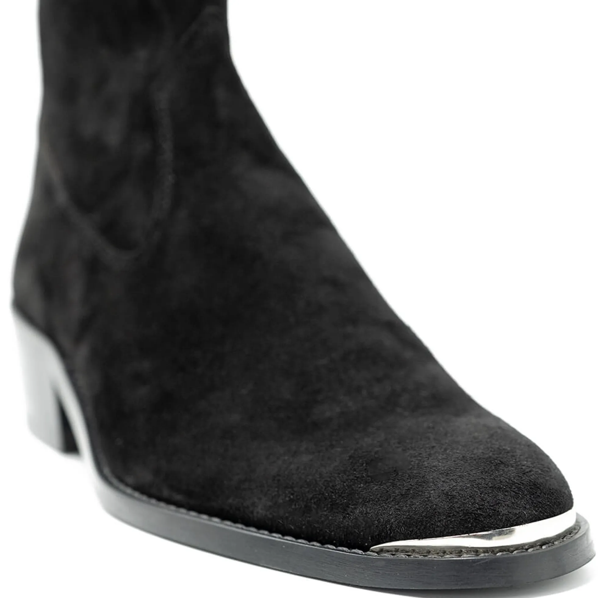 Walk London Hoxton Hex Cuban Heel Zip Up Boot Black Suede Best Sale