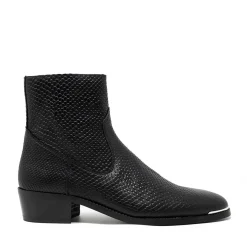 Walk London Hoxton Hex Emboss Cuban Heel Boots Black Online