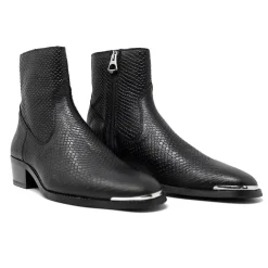 Walk London Hoxton Hex Emboss Cuban Heel Boots Black Online