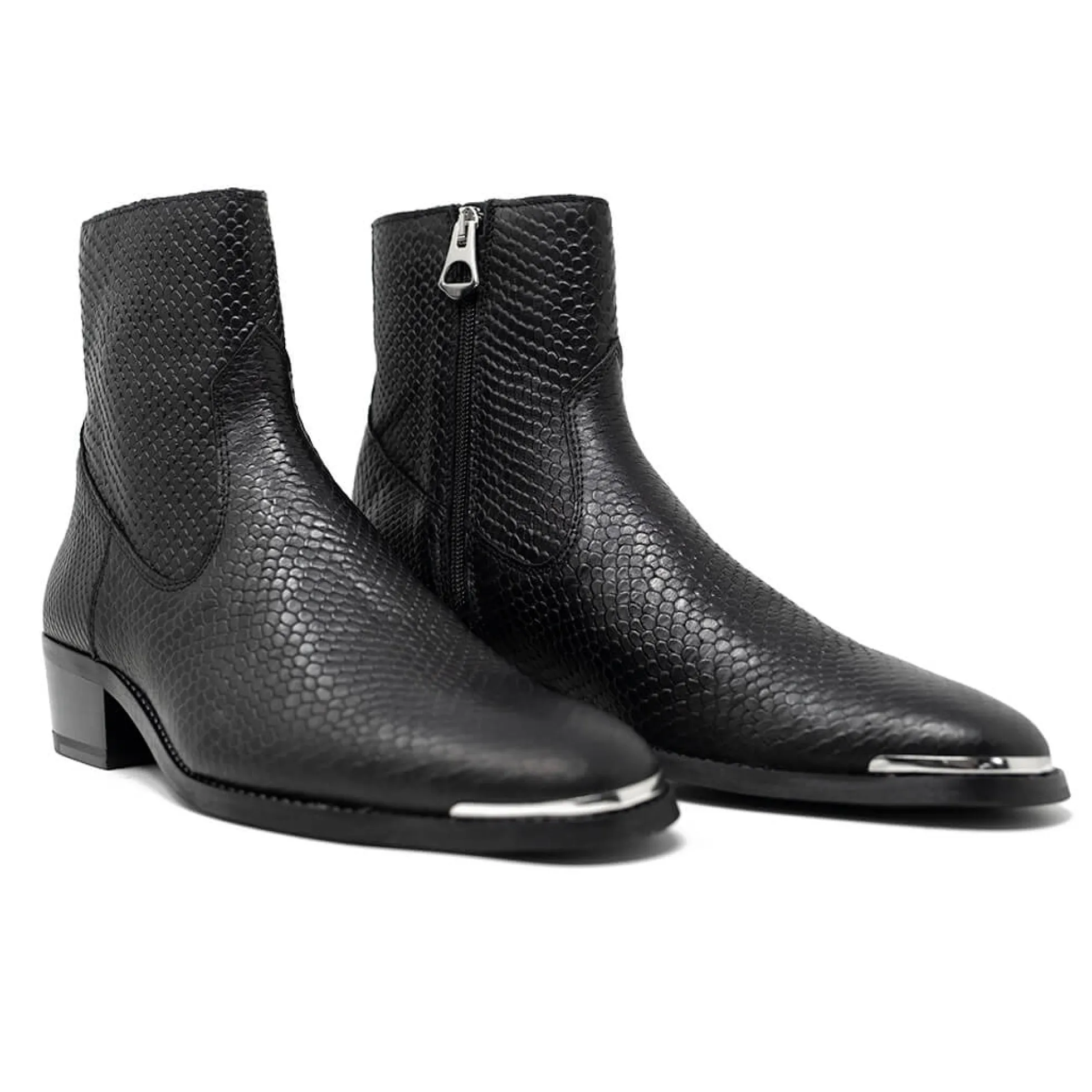 Walk London Hoxton Hex Emboss Cuban Heel Boots Black Online