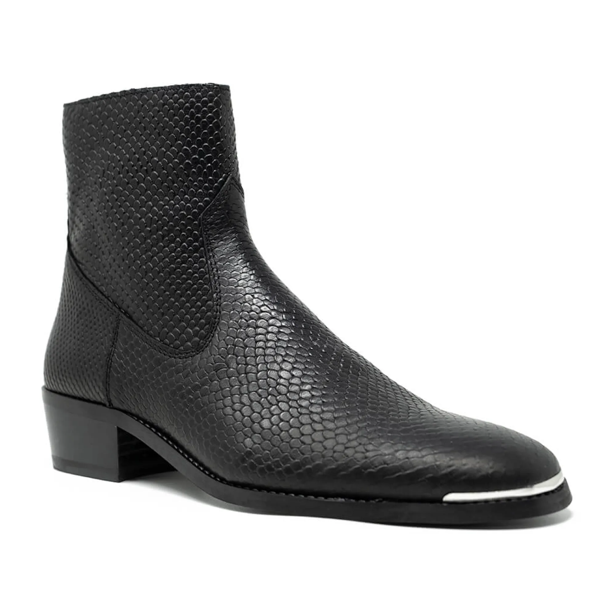 Walk London Hoxton Hex Emboss Cuban Heel Boots Black Online