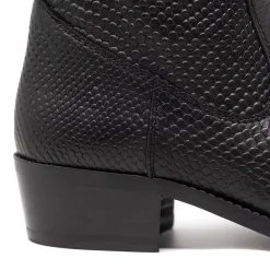Walk London Hoxton Hex Emboss Cuban Heel Boots Black Online