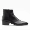 Walk London Hoxton Low Cuban Heel Zip Up Boot Black Clearance