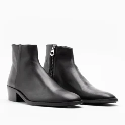 Walk London Hoxton Low Cuban Heel Zip Up Boot Black Clearance