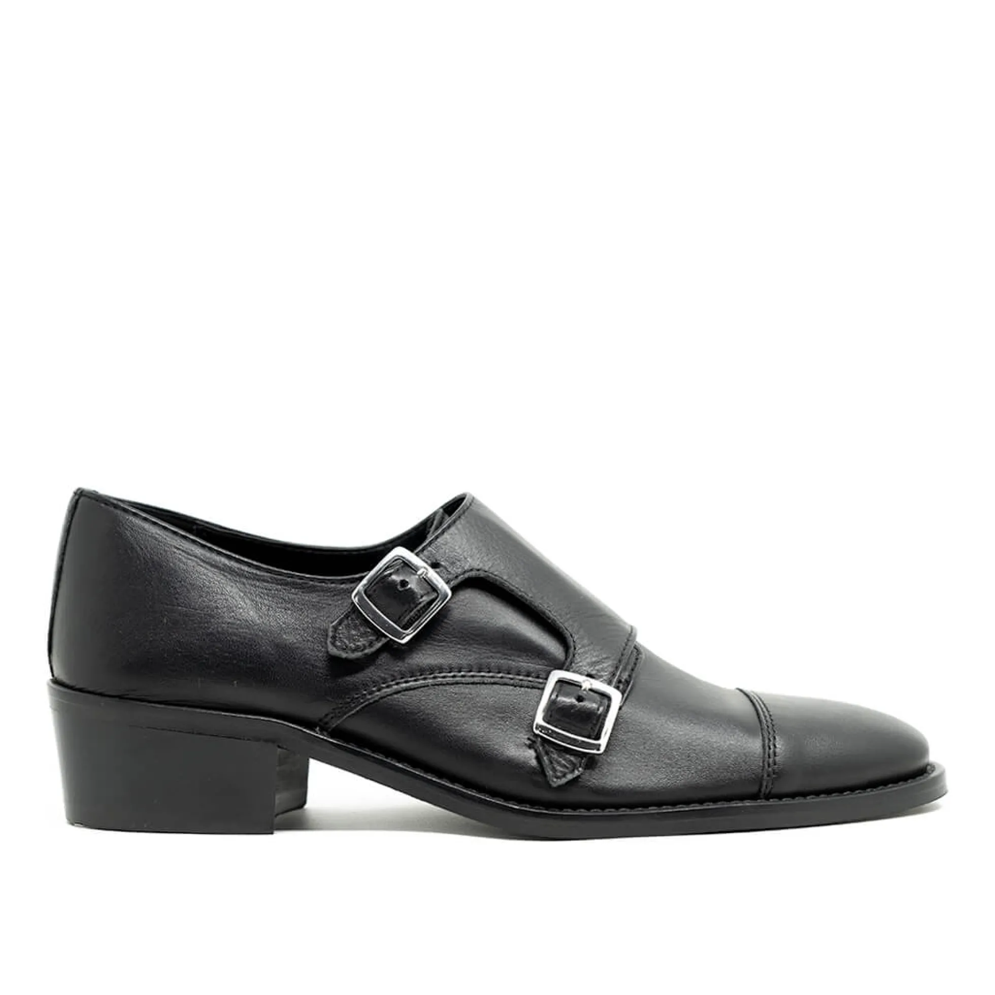 Walk London Hoxton Monk Strap Shoe Black Leather Best Sale