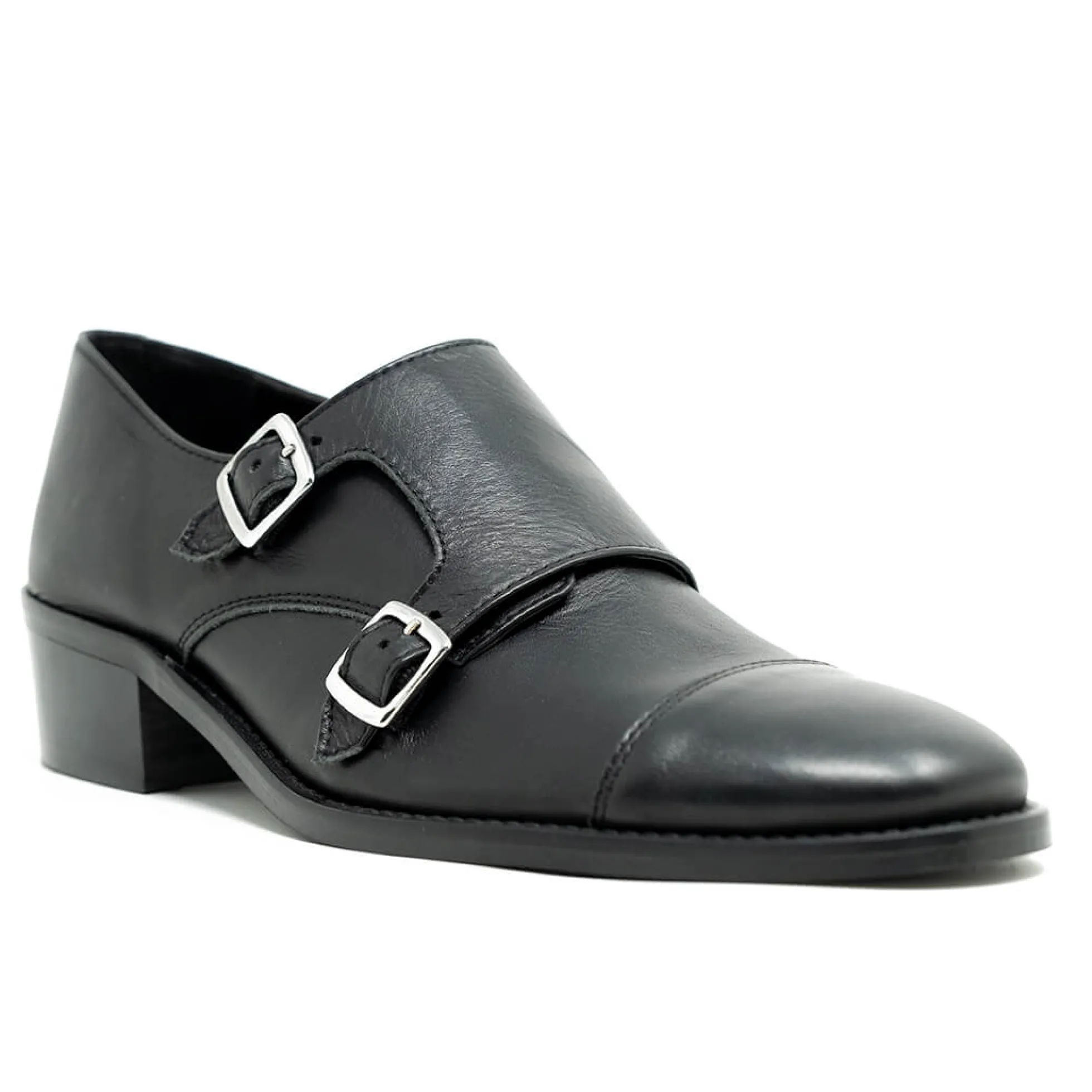 Walk London Hoxton Monk Strap Shoe Black Leather Best Sale
