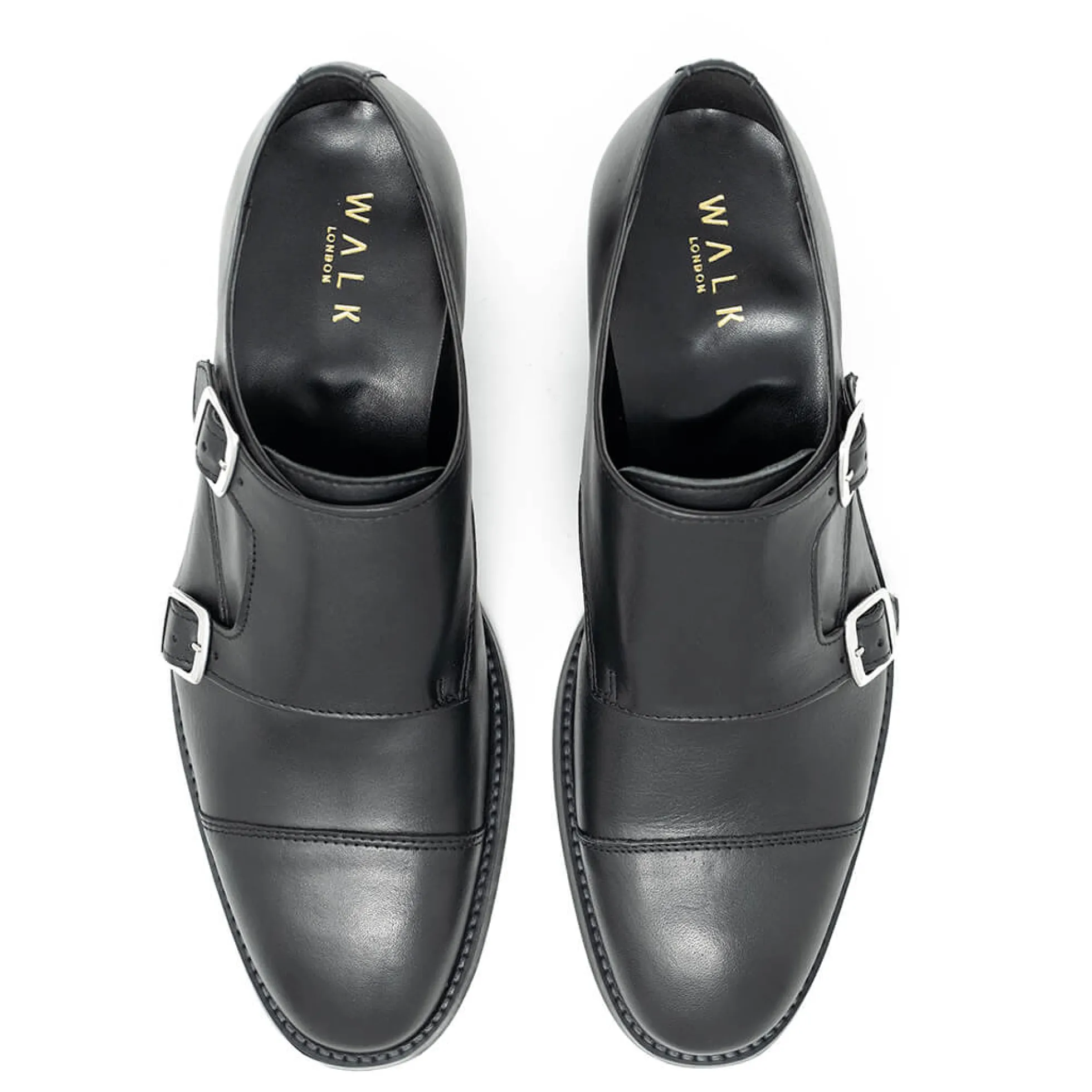 Walk London Hoxton Monk Strap Shoe Black Leather Best Sale
