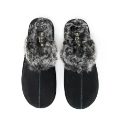 Walk London Isla Slipper Black Suede Outlet