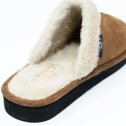 Walk London Isla Slipper Tan Suede New