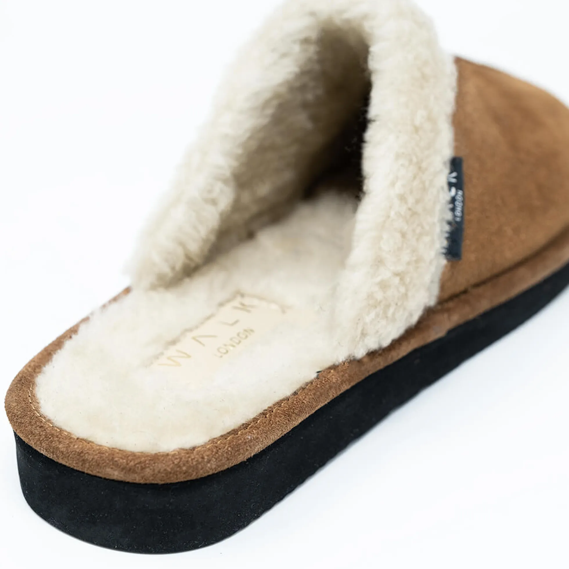 Walk London Isla Slipper Tan Suede New