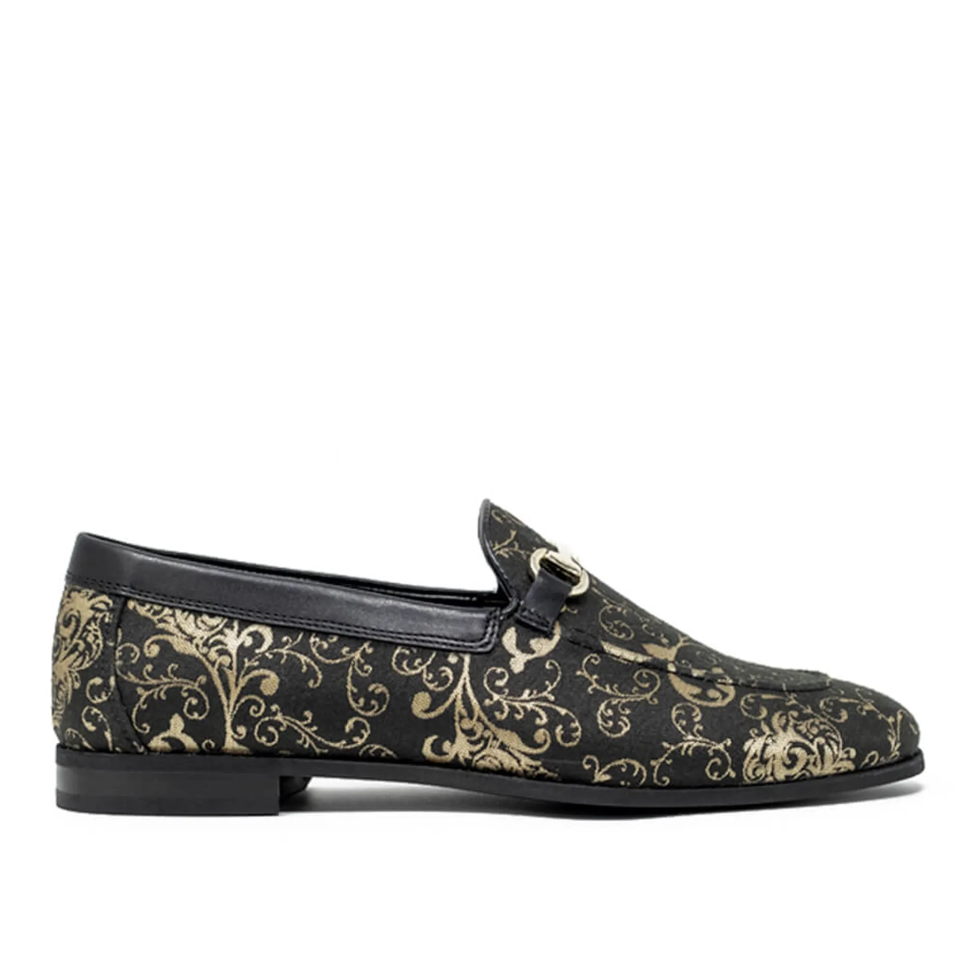 Walk London Joey Trim Loafers Black & Gold Flash Sale