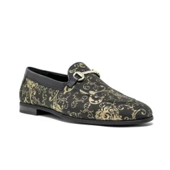 Walk London Joey Trim Loafers Black & Gold Flash Sale