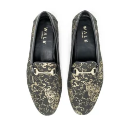 Walk London Joey Trim Loafers Black & Gold Flash Sale