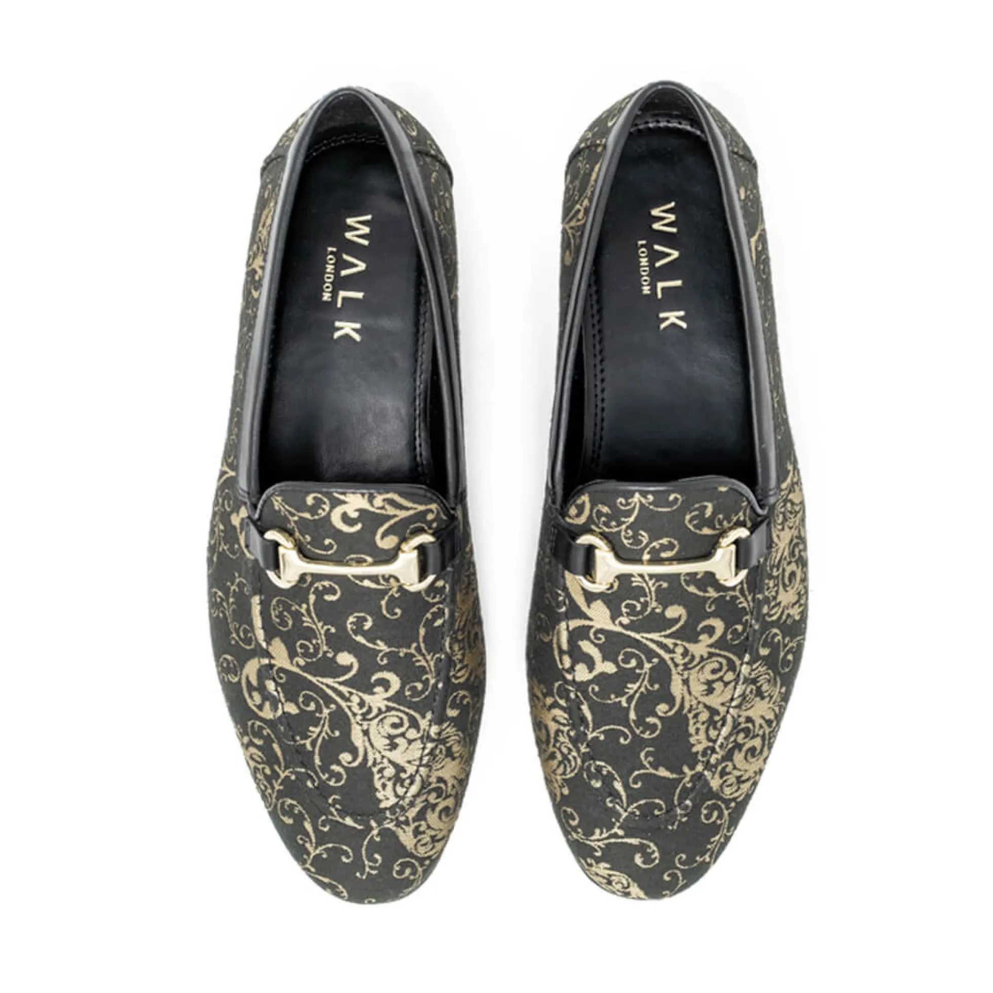 Walk London Joey Trim Loafers Black & Gold Flash Sale