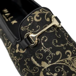 Walk London Joey Trim Loafers Black & Gold Flash Sale