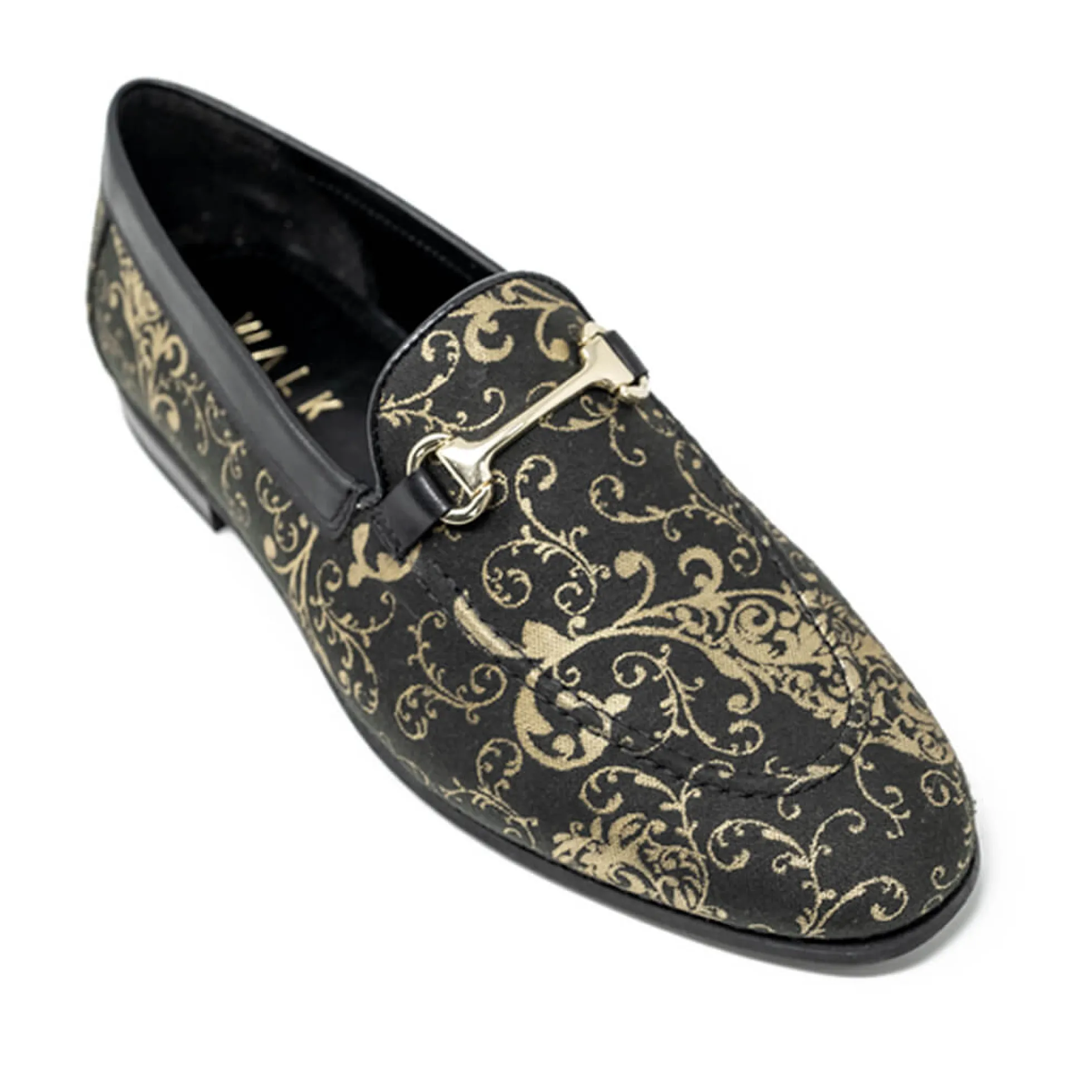 Walk London Joey Trim Loafers Black & Gold Flash Sale