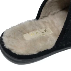 Walk London Langley Slipper Black & Beige Flash Sale