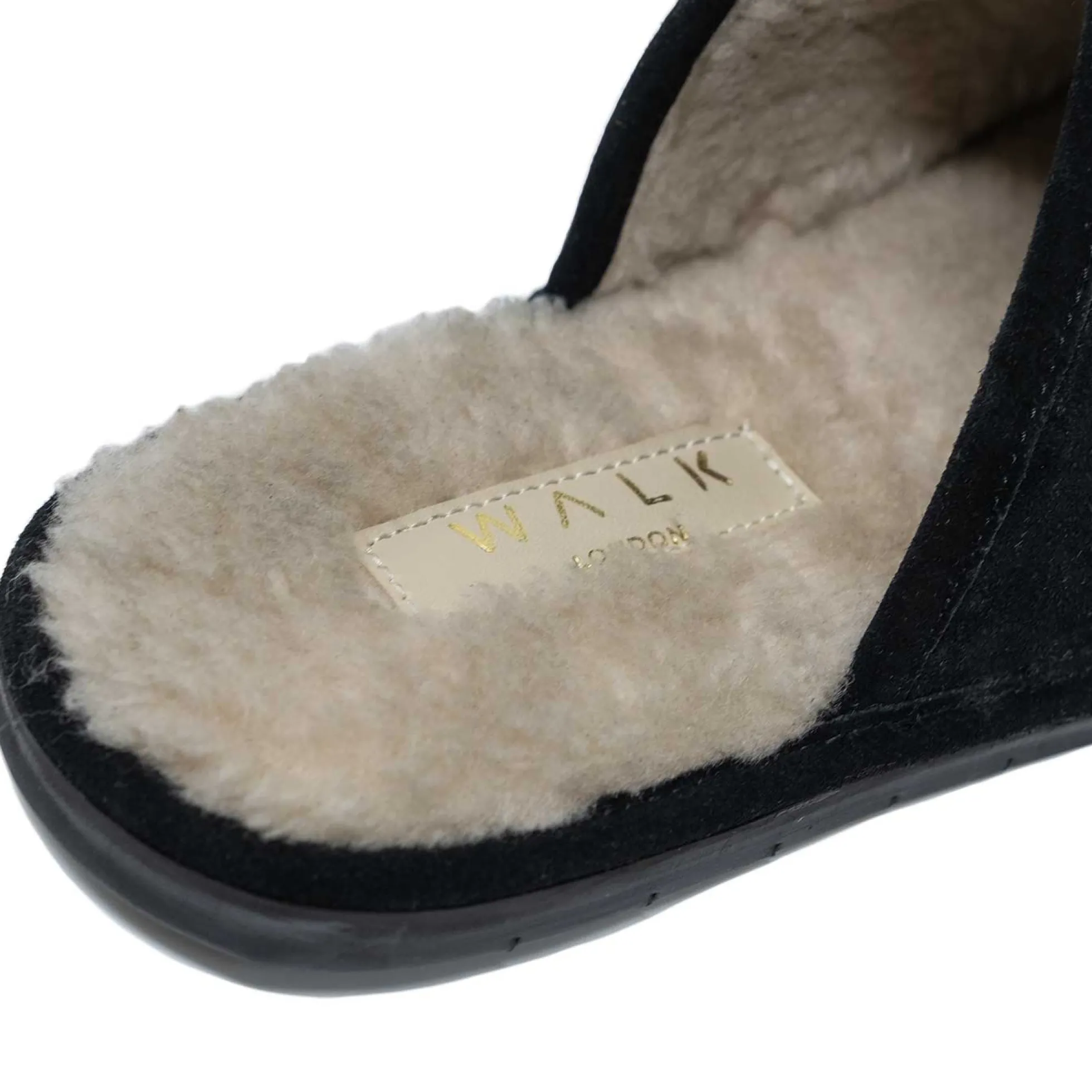 Walk London Langley Slipper Black & Beige Flash Sale