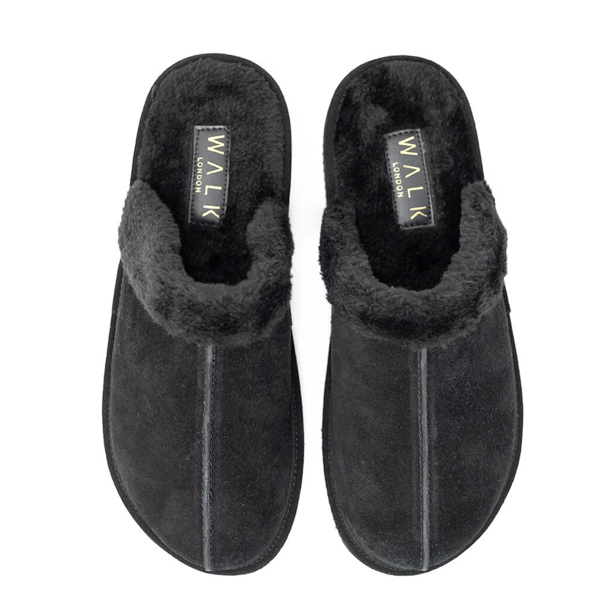 Walk London Leyton Slipper Black Suede Clearance