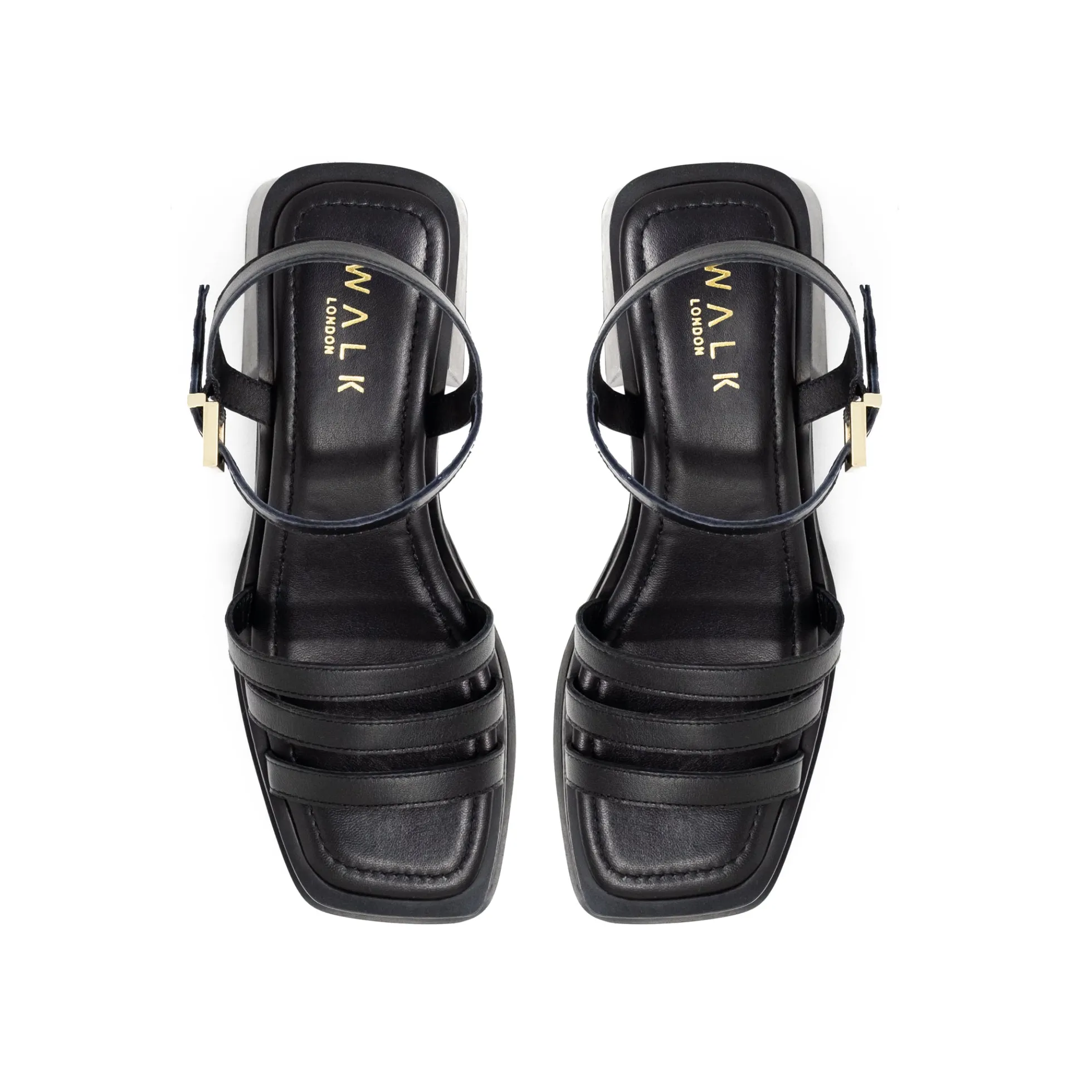 Walk London Lily Ankle Strap Heel Sandal Black Fashion