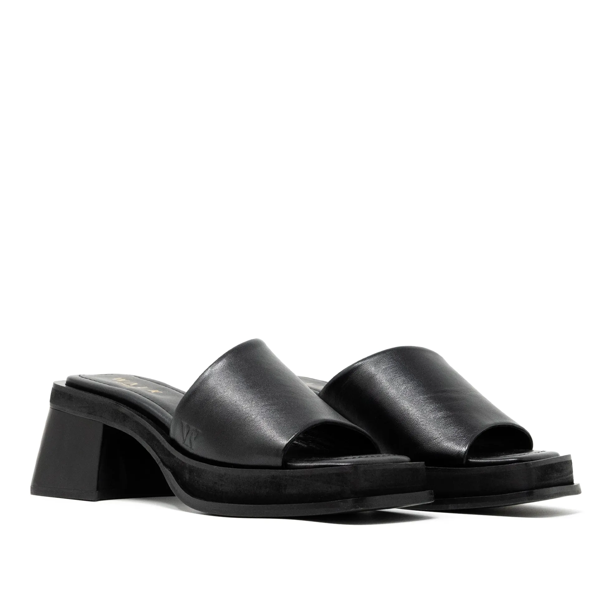 Walk London Lily Mule Heel Sandal Black Hot