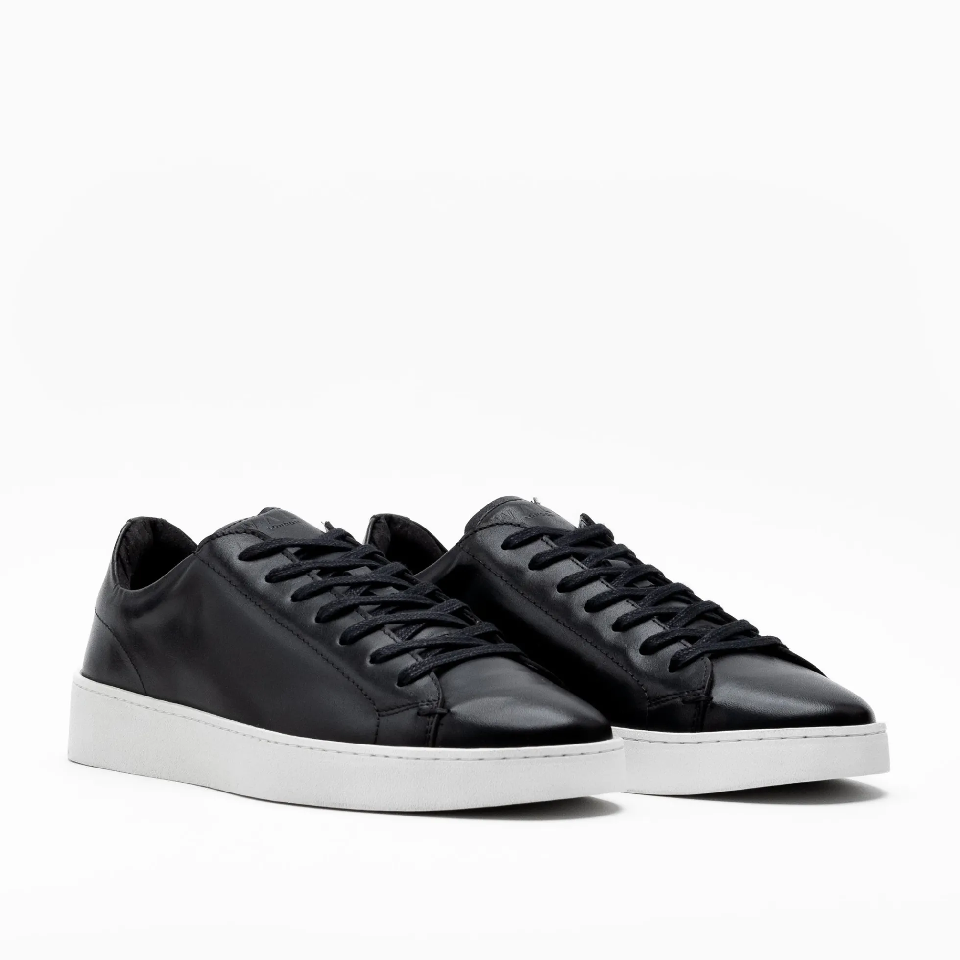 Walk London Marco Trainer Black Leather Clearance