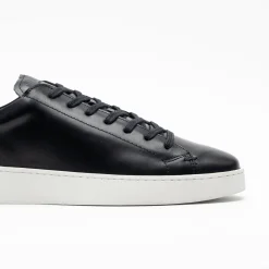 Walk London Marco Trainer Black Leather Clearance