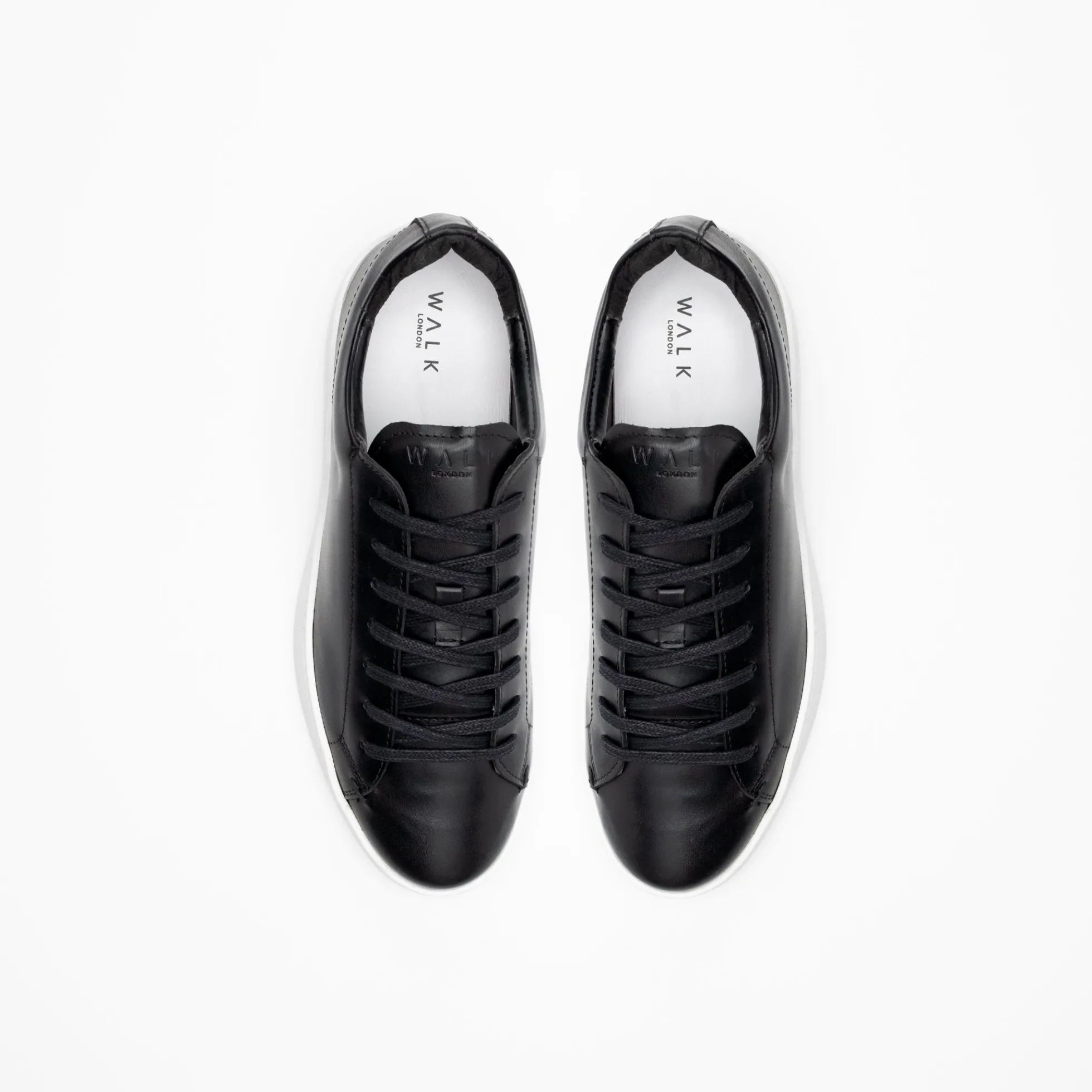 Walk London Marco Trainer Black Leather Clearance